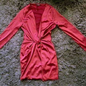 Fashion Nova Burgundy Silky Satin Mini Dress